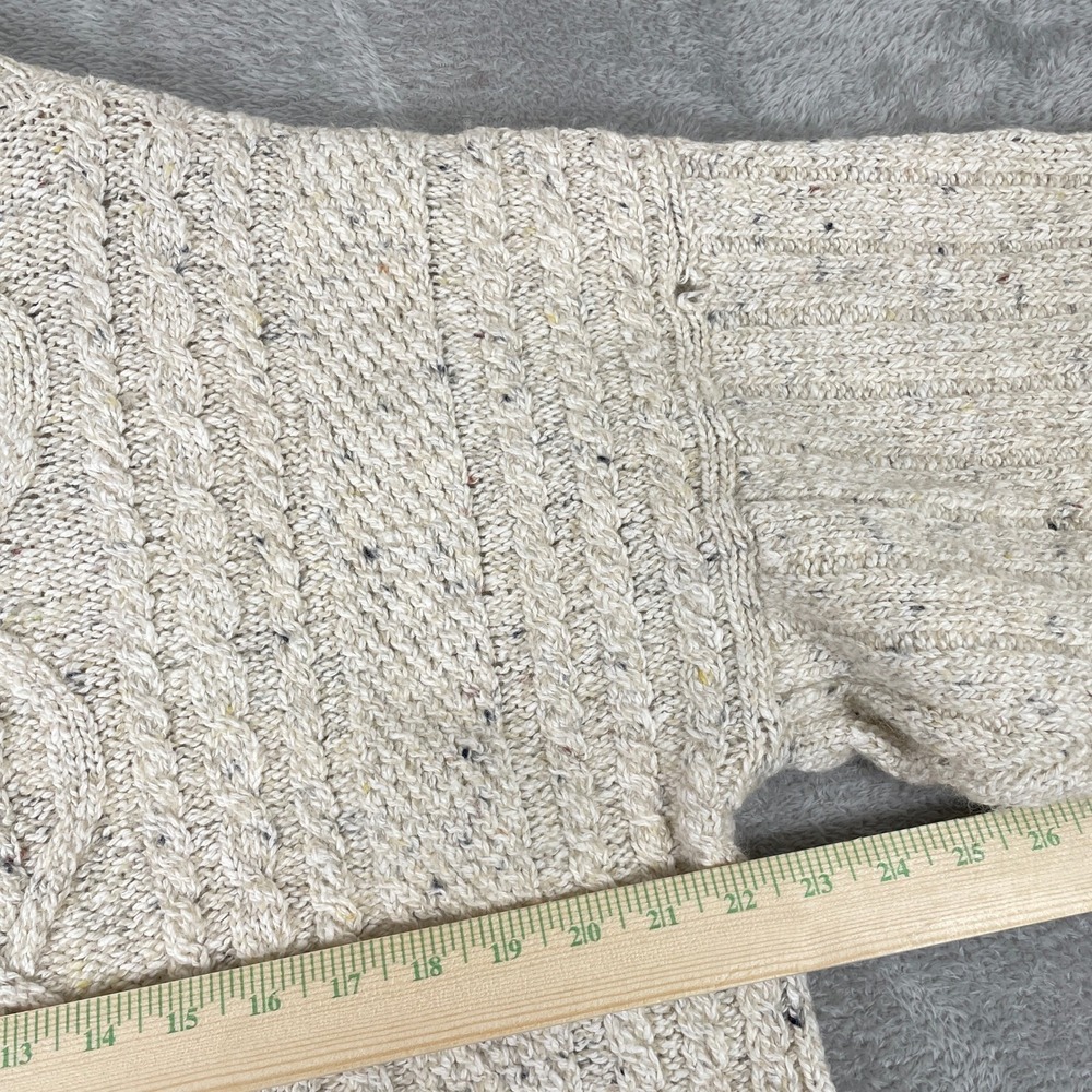 Structure Cable Knit Sweater Womens Large Cream Wool Blend Mock Neck Vintage - Picture 6 of 8